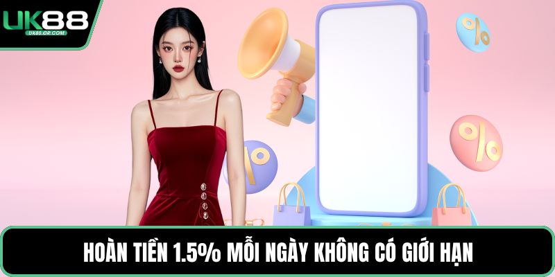 Hoàn tiền 1.5% mỗi ngày không có giới hạn